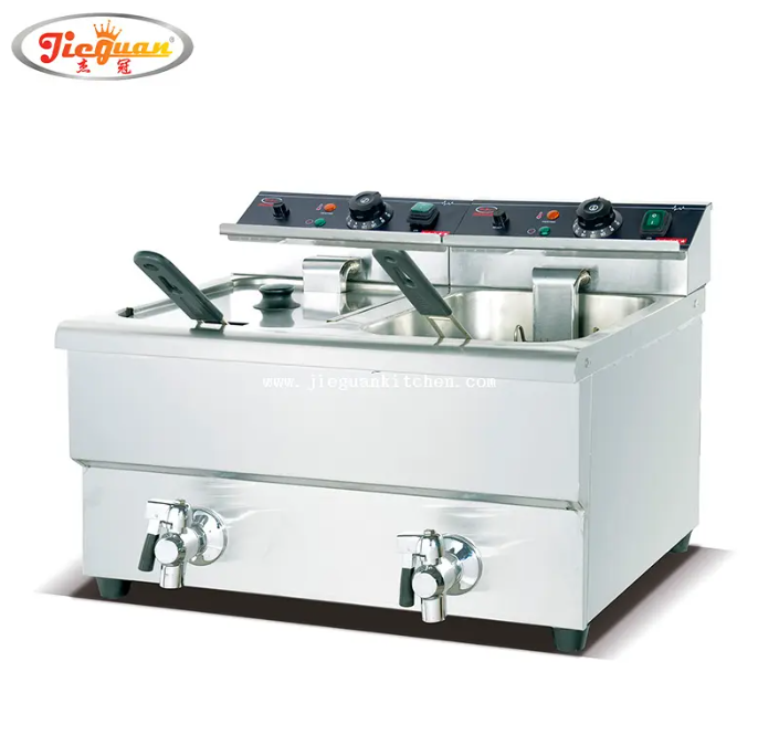 Electric Double tank Chips Deep Fryer Komersial
