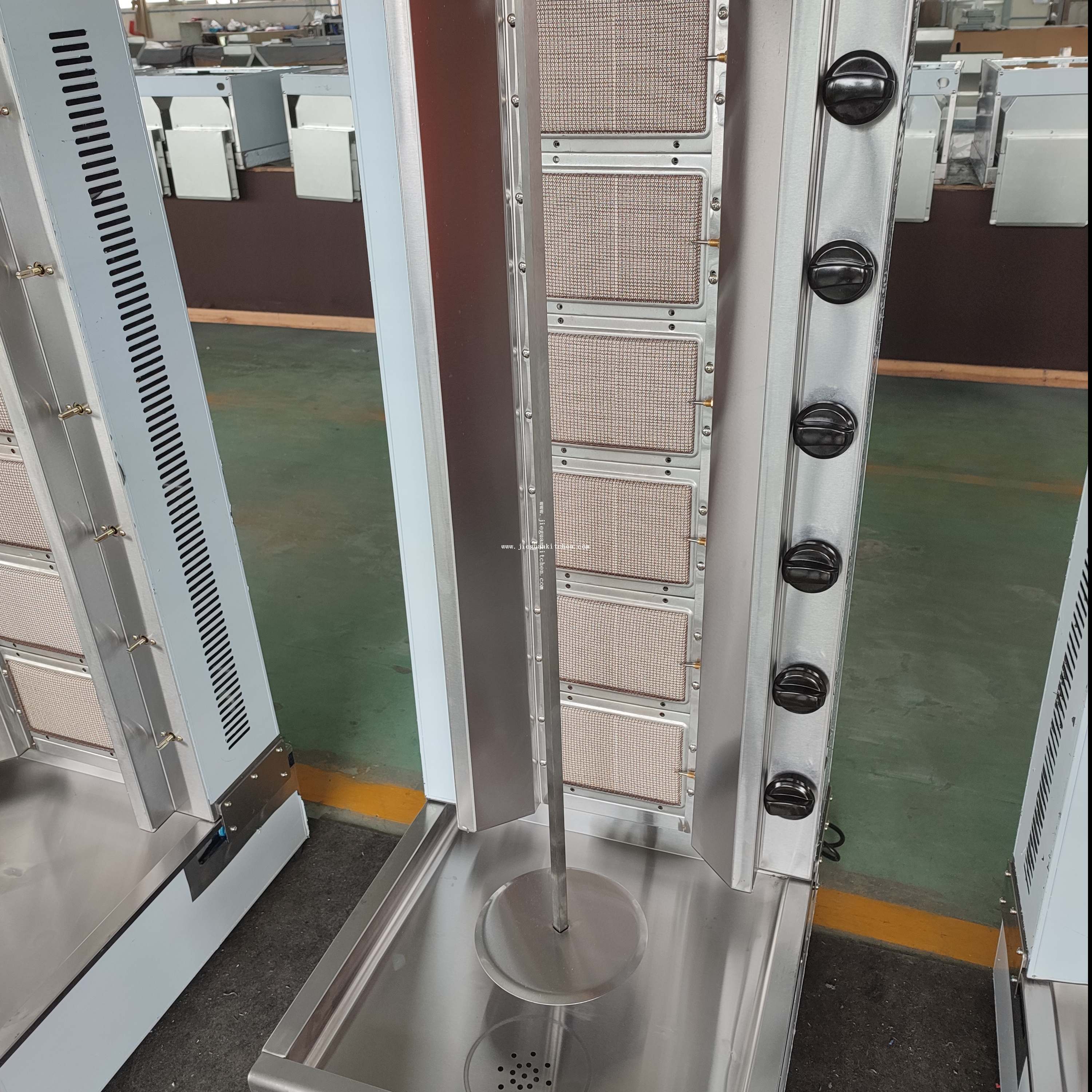 Mesin Shawarma automatik sepenuhnya Mesin kebab Mesin barbeku 2/3/4/5/6 Pembakar Gas Barbeku Grill