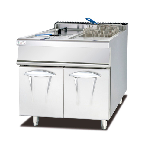 Penggoreng dalam gas 2 tangki 2 bakul 28L